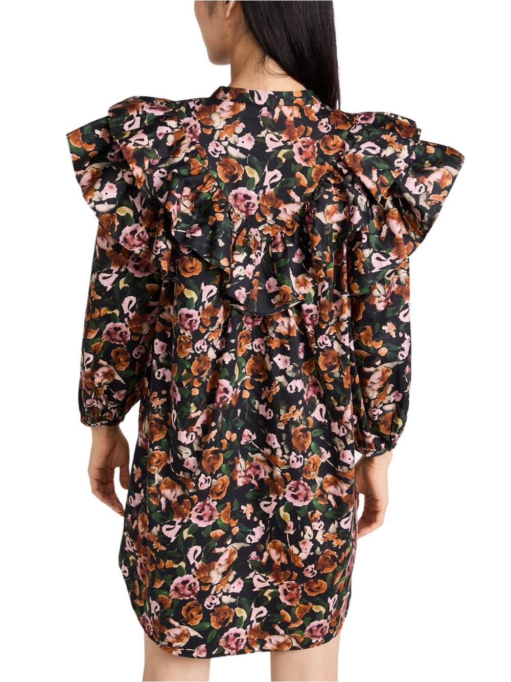 Something Navy Floral Ruffle Shift Dress - Picture 2 of 8